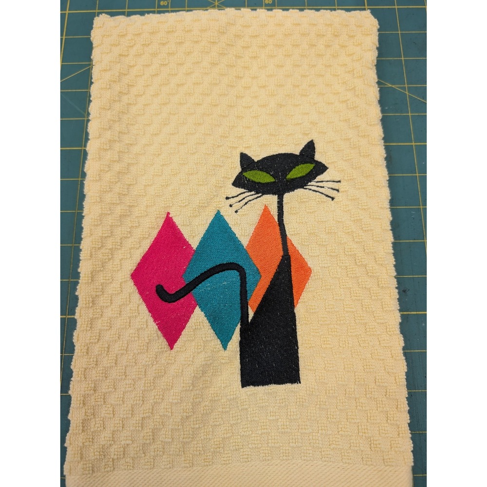 Retro Mid Century Modern Atomic Cat Kitchen Bar Hand Towel Great Gift Idea!